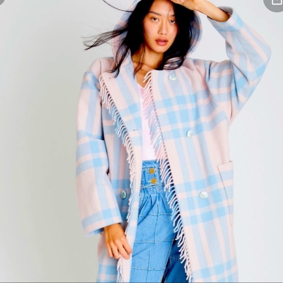 Love shack fancy plaid fringe wool coat EUC - Picture 7 of 10